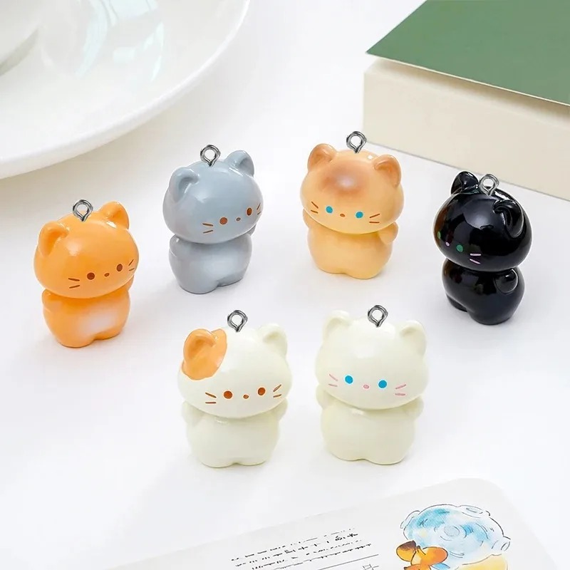 Resin Art Diy Kit - 10er-Pack Süße 3D-Stehende Kätzchen-Harzanhänger, Cartoon-Siamesische Katze