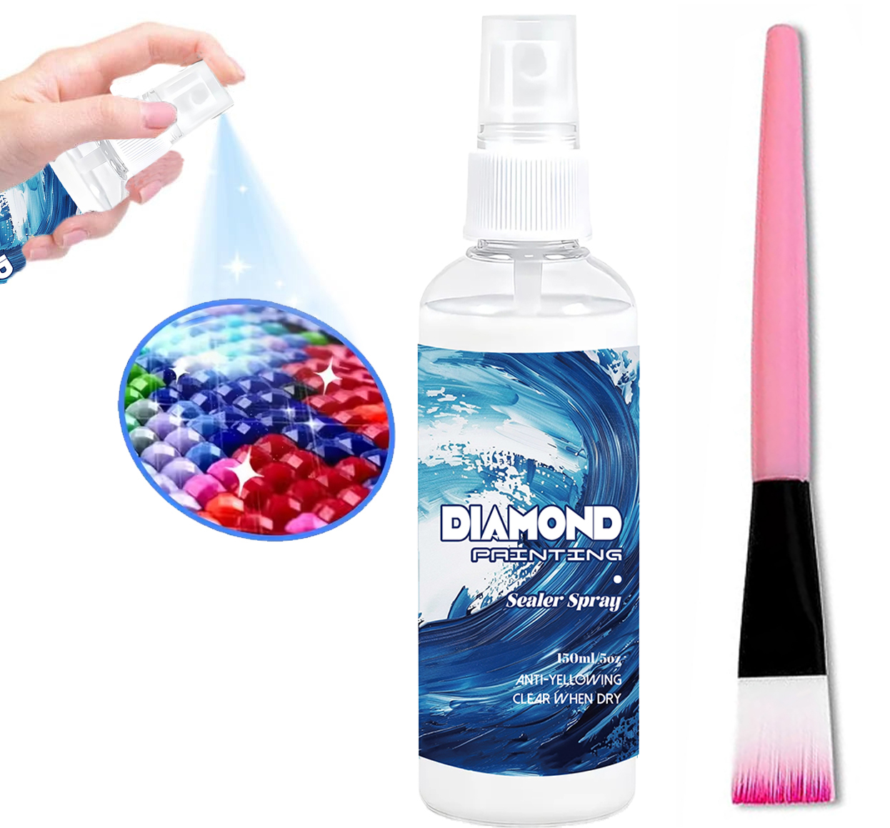 Resin Art Craft - 150ml Diamantmalerei-Versiegelungsspray, Bastelkleber, schnell trocknender, transparenter