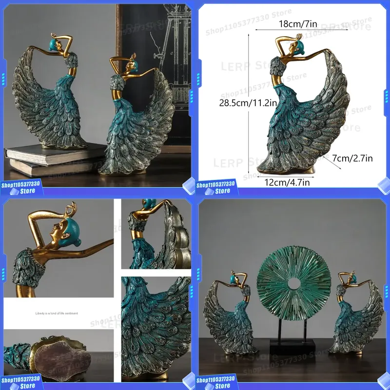 Resin Art Unique Ideas - Handgefertigte Pfauen-Statue aus Harz in Tanzpose