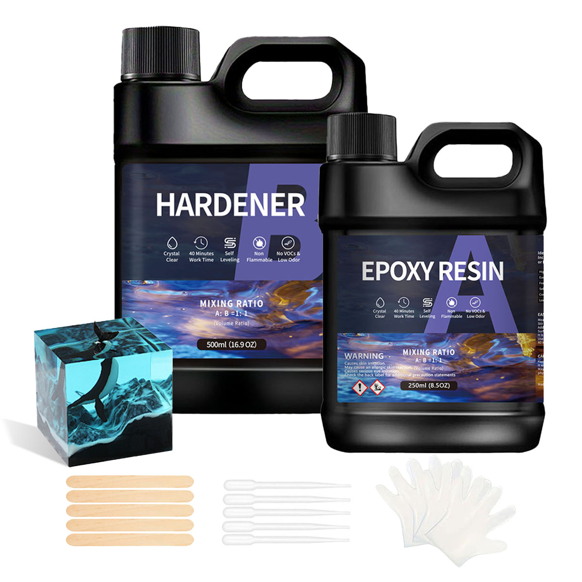 Resin Art Ratio - Professionelles AB-Epoxidharz-Set im Verhältnis 1:1, Kristallklar