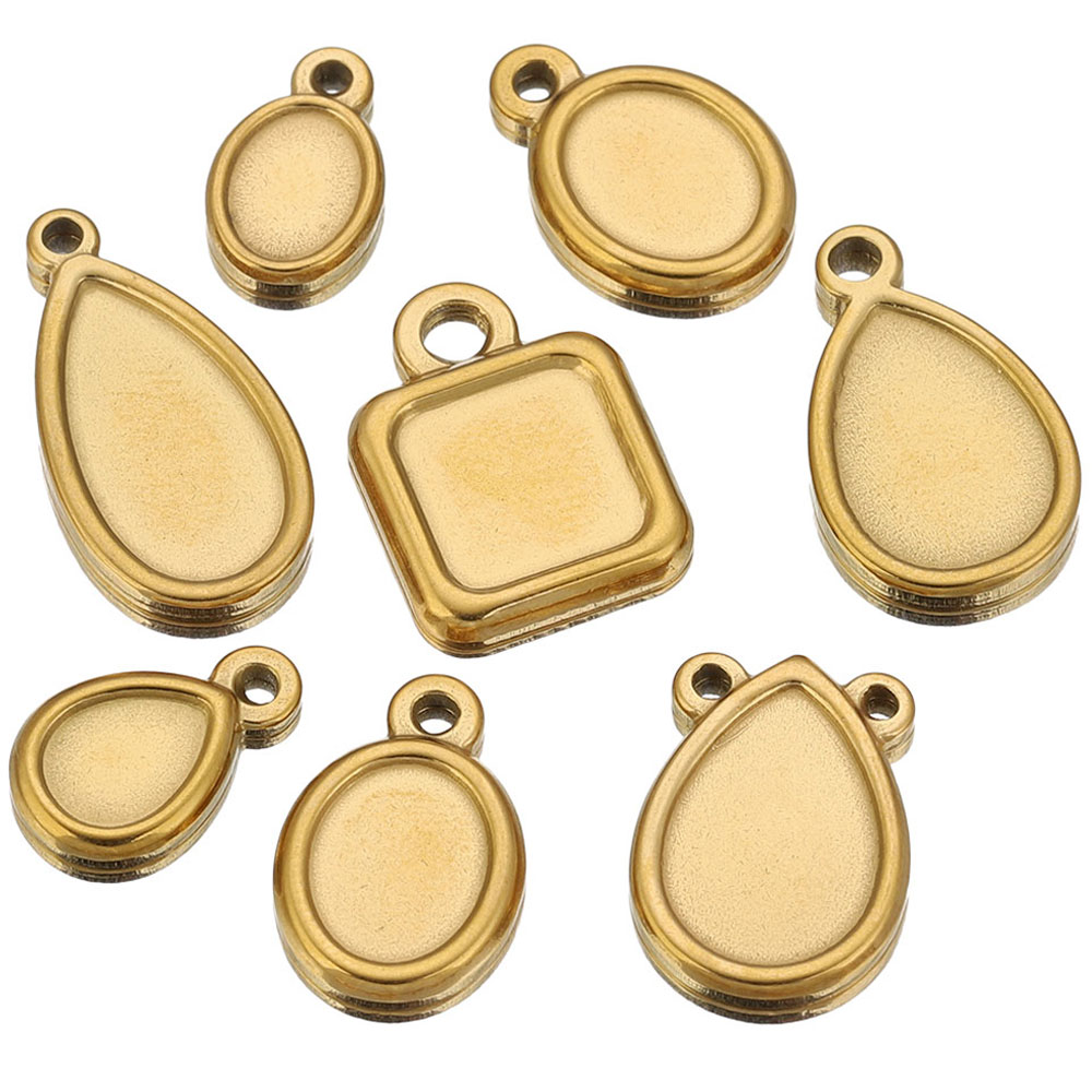 Resin Art Diy Kit - 5 Stück Edelstahl-Anhängerrohlinge (quadratisch, rund, oval)