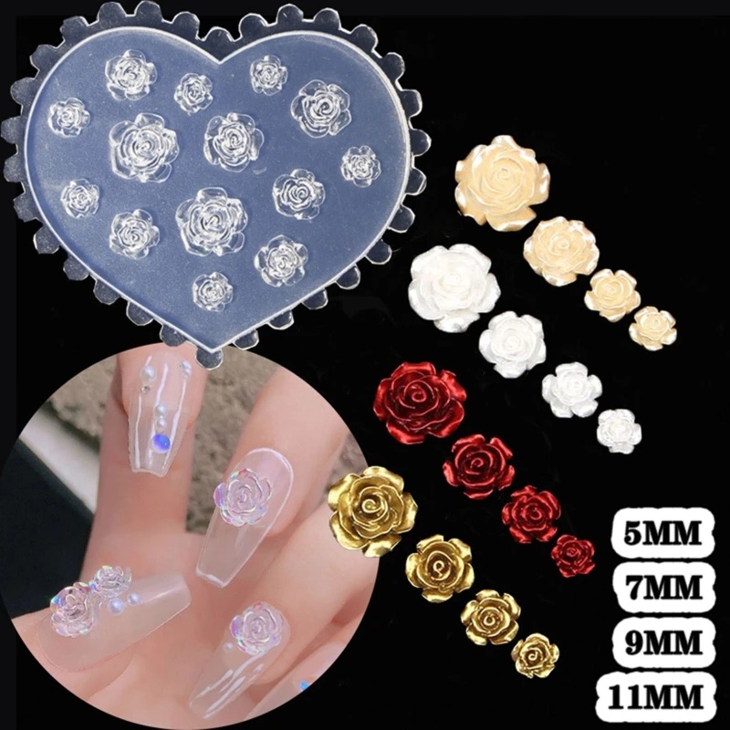 Resin Art Equipment - 3D Rosenblüten Nagelkunst-Dekorationen Epoxidharz-Form Nagelornamente Silikonform