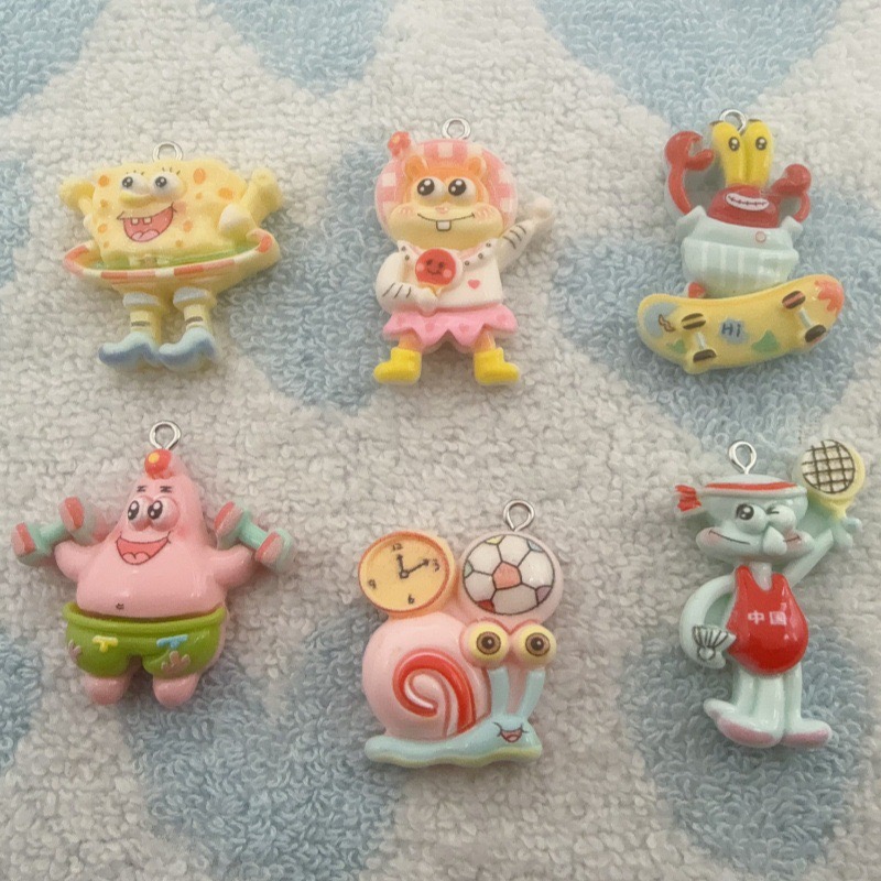 Resin Art Earrings - 10 Stück Cartoon-Harzanhänger, DIY-Schmuckherstellung, Ohrringe, Schlüsselanhänger-Zubehör