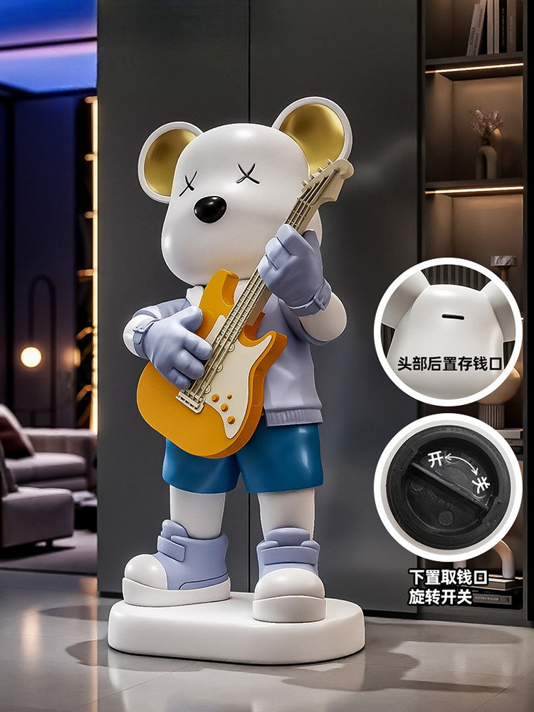 Resin Art In Floor - Gitarre Liebe Bär Statue Sparschwein Boden