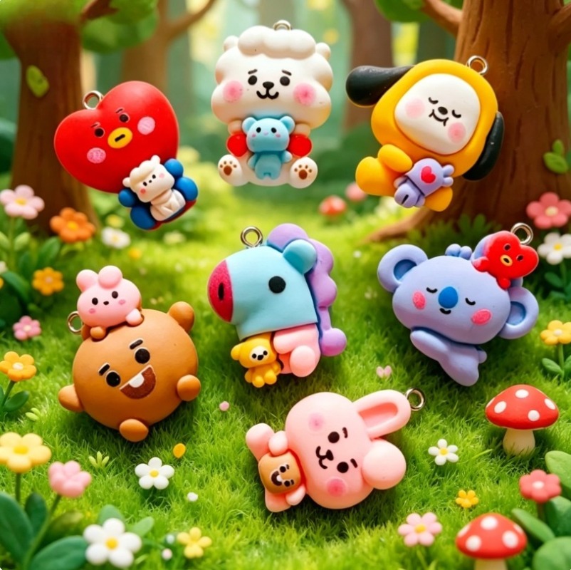 7 Stück BT21 Harz-Cartoon-Anhä – Resin Art Craft Bewertung und Preis